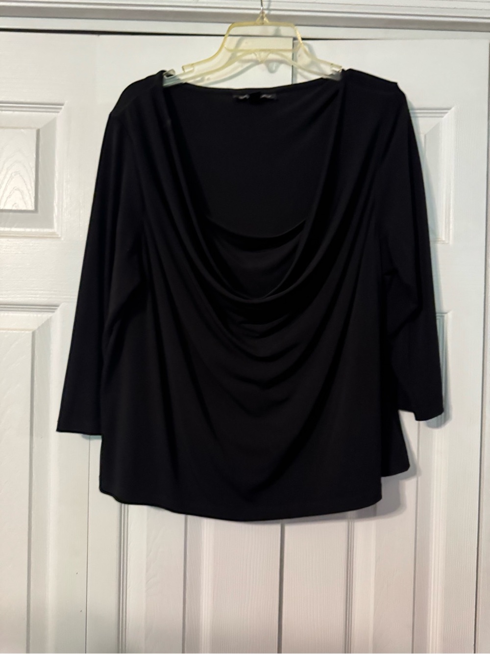 Briggs New York Black Draped Cowl Neck Blouse
